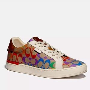 NWOT COACH Lowline Low Top Sneaker in Rainbow Signature Canvas Size US 10B